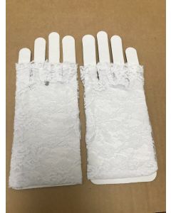 White Lace Glove Short Half Finger (FNGL15-WHI)