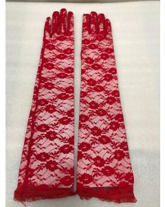 Red Long 44cm Lace Glove (FNGL44R)