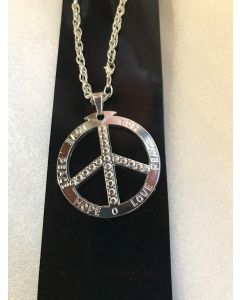 Peace Sign Silver Pendant Necklace (CB3994)