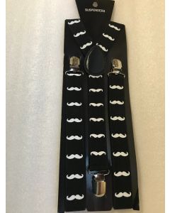 Moustache Black & White Braces/Suspenders (CB6726)