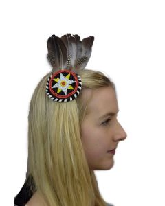 Beaded Hair Clip with Feather (IND16)