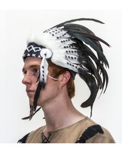 Indian Headdress - White & Black - Short (IND29)