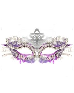 Metal Masquerade Mask - Silver/Purple (MA3298)