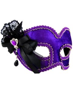 Masquerade Mask - Purple With Side Ribbon (MA7158)