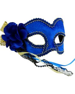 Masquerade Mask - Blue & Gold With Flower (MA7161)