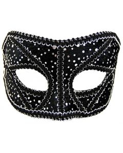 Masquerade Mask - Black & Silver Sequin (MA7162)