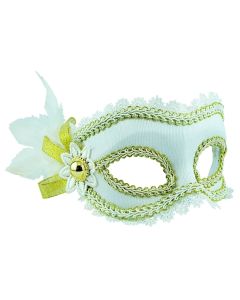Masquerade Mask - White With Side Feathers (MF7142)