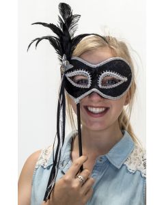 Feather Stick Eyemask - Black and Silver (MST033A)