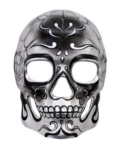 Day of The Dead Skull mask - Black Patterned (N2012S)