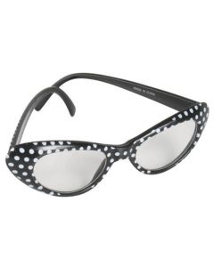 1960's Black With White Spot Glasses (NL7326B)