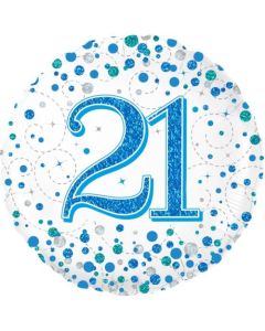21st Sparkling Fizz Blue - 45cm Foil Balloon (OT226669)