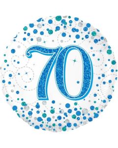 70th Sparkling Fizz Blue - 45cm Foil Balloon (OT226720)