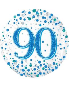 90th Sparkling Fizz Blue - 45cm Foil Balloon (OT226744)