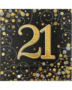 Sparkling Fizz Black Gold - Napkin 21st (Pack of 16) (635968A)