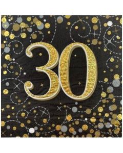 Sparkling Fizz Black Gold - Napkin 30th (Pack of 16) (635975A)