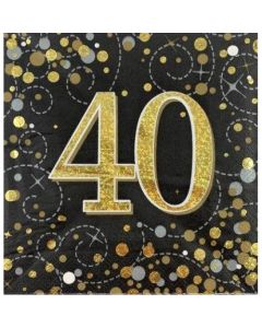 Sparkling Fizz Black Gold - Napkin 40th (Pack of 16) (635982A)