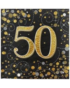 Sparkling Fizz Black and Gold - Napkin 50 (Pack of 16) (OT635999)