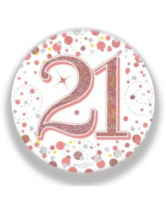 Badge 75mm 21st - Sparkling Fizz Rose Gold (OT654334)