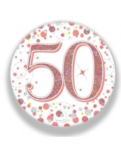 Badge 75mm 50th Sparkling Fizz Rose Gold (OT654365)