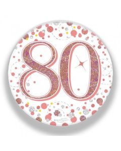 Badge 75mm 80th Sparkling Fizz Rose Gold (OT654402)