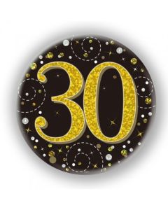 Badge 75mm 30th Sparkling Fizz Black and Gold (OT654471)