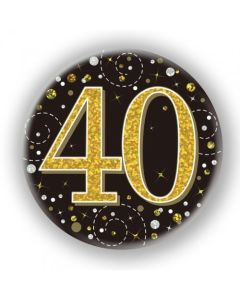 Badge 75mm 40th Sparkling Fizz Black and Gold (OT654488)