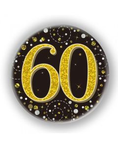 Badge 75mm 60th Sparkling Fizz Black and Gold (OT654501)