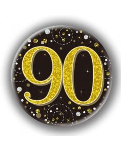 Badge 75mm 90th Sparkling Fizz Black and Gold (OT654549)