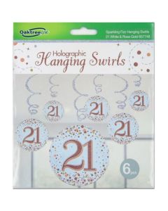 21st Hanging Swirl Sparkling Fizz 21st Birthday Rose Gold (Pack of 6) ('OT657748)
