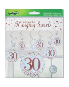 40th Hanging Swirl Sparkling Fizz 40th Birthday Rose Gold (Pack of 6) ('OT657762)