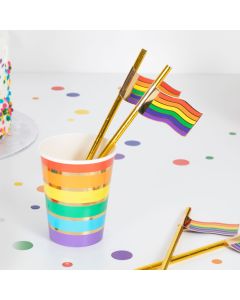 Rainbow Gold Foiled Flag Straws (RA-110) (RA.110AM)