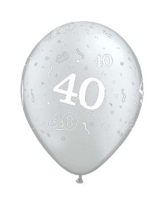 40-A-Round Silver Pearl - 28cm (11 Inch) Latex Balloon (40-15)