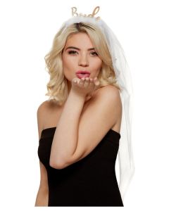 Bride Headband - With Veil & Feathers (SM27357)