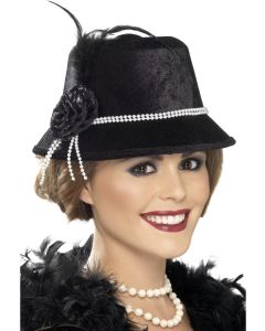 1920's Flapper Black Hat (SM33445)