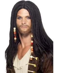 Mens Black Pirate Wig (SM43286)