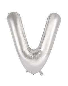V Silver Letter - 86cm (34') Foil Balloon (VSilverA)