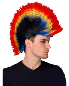 Punk Mohawk Wig - Rainbow With Black (WI5807RB)
