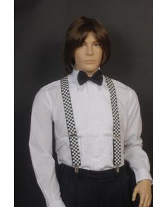 Black And White Checkerd Braces / Suspenders (YA29)