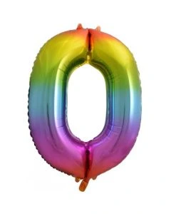 0 Rainbow Number - 86cm (34') Foil Balloon (0RainA)