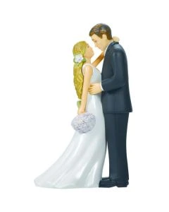 Bride & Groom Cake Topper With Flower Bouquet (100006AM)