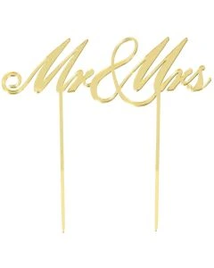 Mr and Mrs Gold Mirror Wedding Cake Topper (100056AM)
