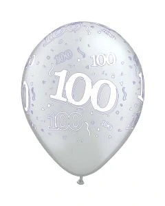 100-A-Round Silver Pearl - 28cm (11 Inch) Latex Balloon (100-15)