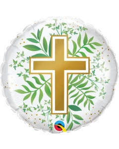 Golden Cross & Greenery - 18 Inch Foil Balloon (10256Q)