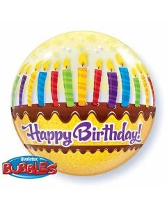 Happy Birthday Candles & Frosting - 22 Inch Bubble Balloon (10398Q)